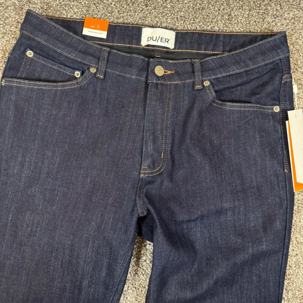 DU/ER All-Weather Denim Straight Jeans Heritage Rinse Mens 32x32 WFBS3002 NEW